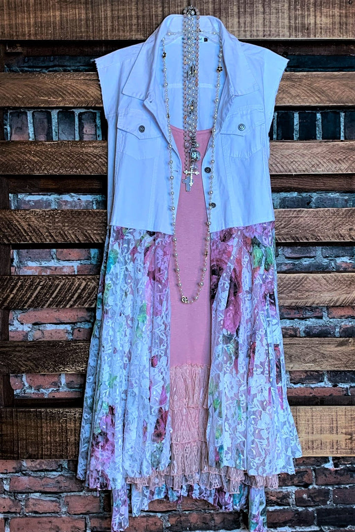 Celebration Style Lace White & Multi-Color Vest Duster