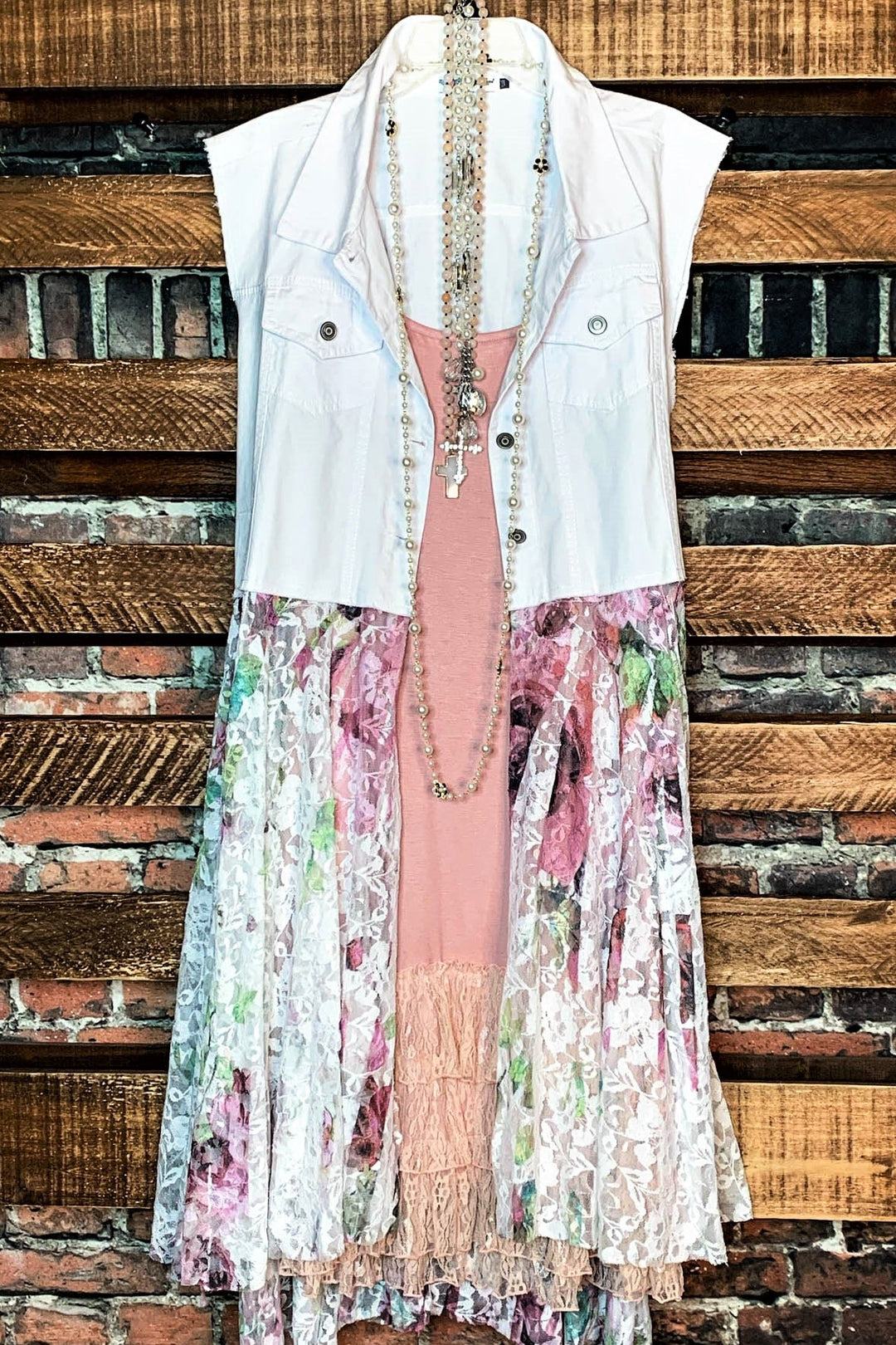 Celebration Style Lace White & Multi-Color Vest Duster