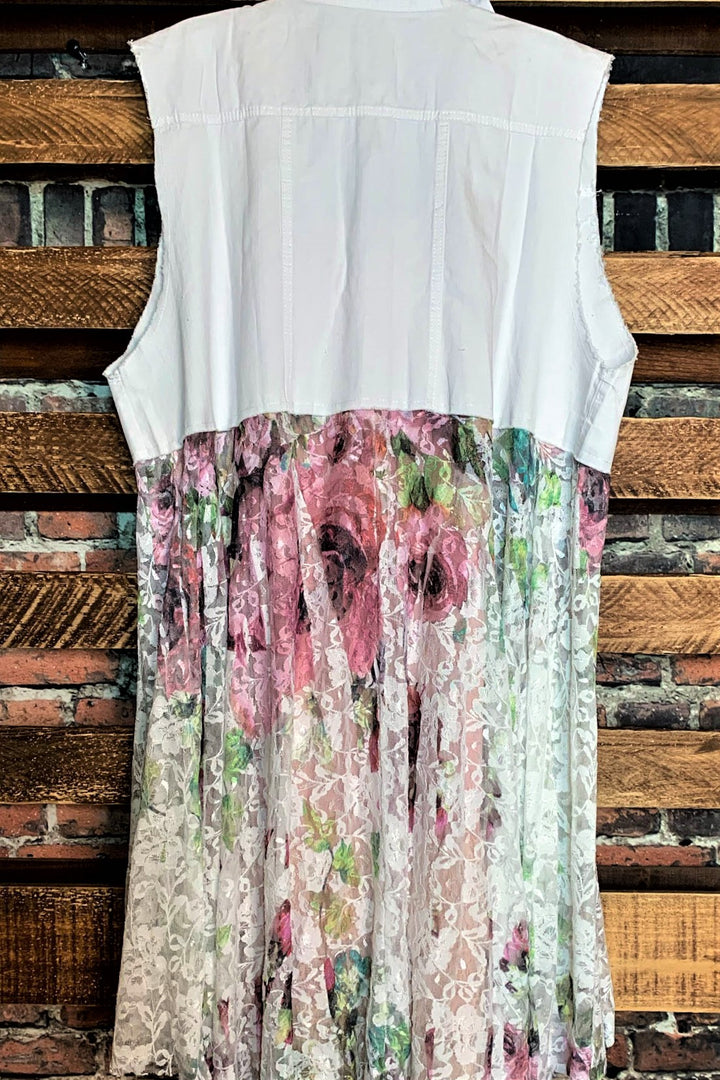 Celebration Style Lace White & Multi-Color Vest Duster