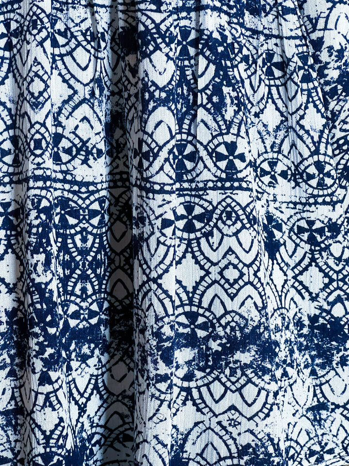 MORNING MUSE NAVY PRINT & IVORY EMBROIDERED TOP