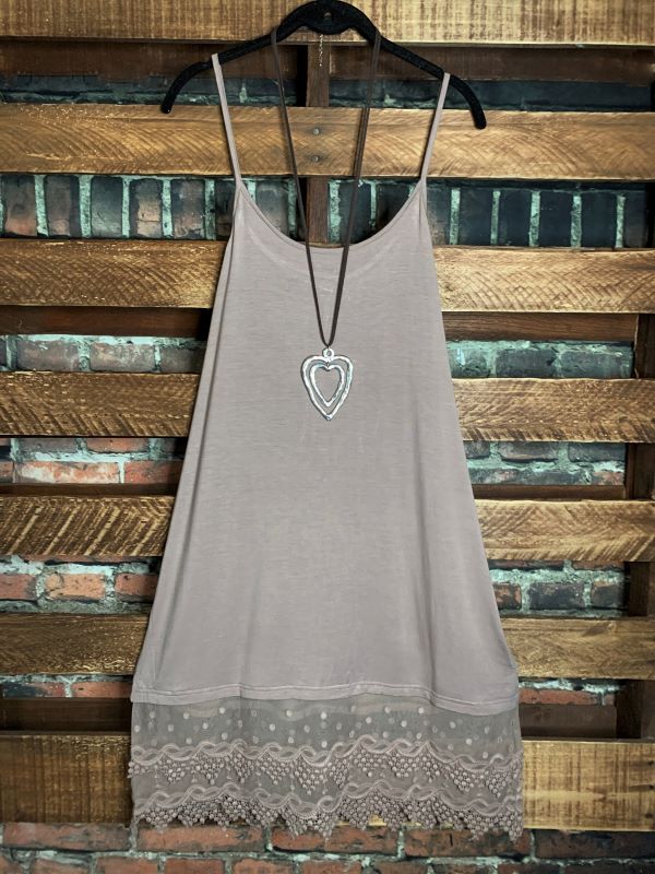 Magic In My Heart Lace Slip Dress Extender Mocha-------Sale