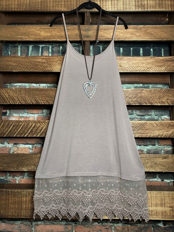 Magic In My Heart Lace Slip Dress Extender Mocha-------Sale