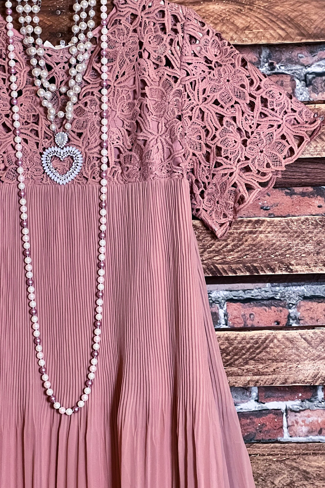 14-16 SIZE -  MAUVE PLEATED DRESS --------SALE