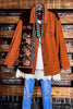 CAMEL RUST EMBROIDERED VELVET & CORDUROY SHIRT-------SALE