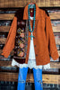 CAMEL RUST EMBROIDERED VELVET & CORDUROY SHIRT-------SALE