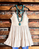 SWEET PASSION LACE BRALETTE TIERED CAMI TOP IN BONE