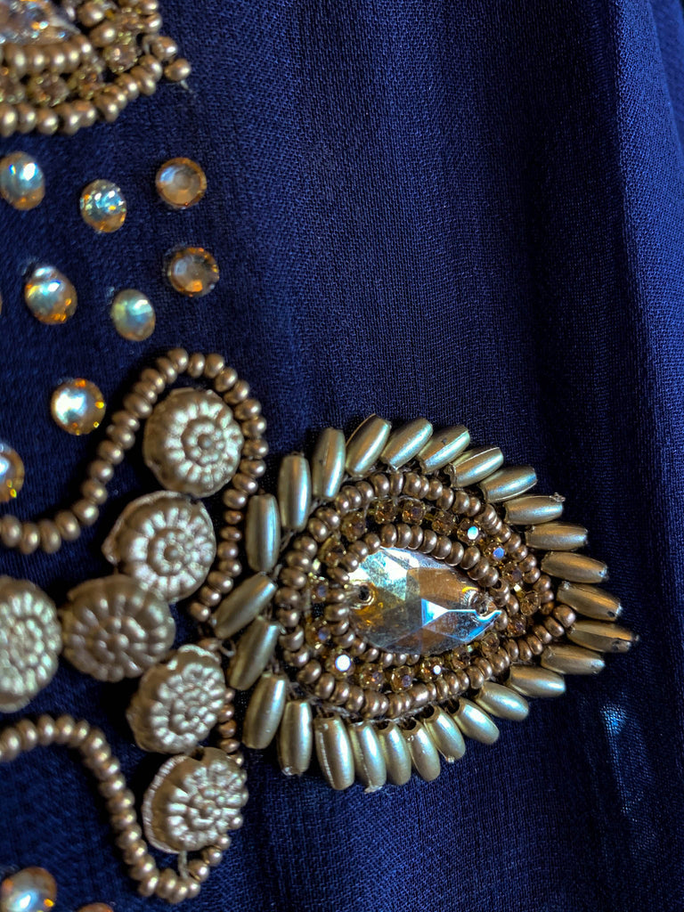 GLAMOUR NIGHTS NAVY EMBELLISHED & PERFECTLY TIMELESS KIMONO