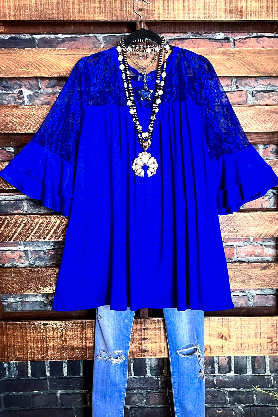 Delight My Heart Royal Blue Lace Tunic