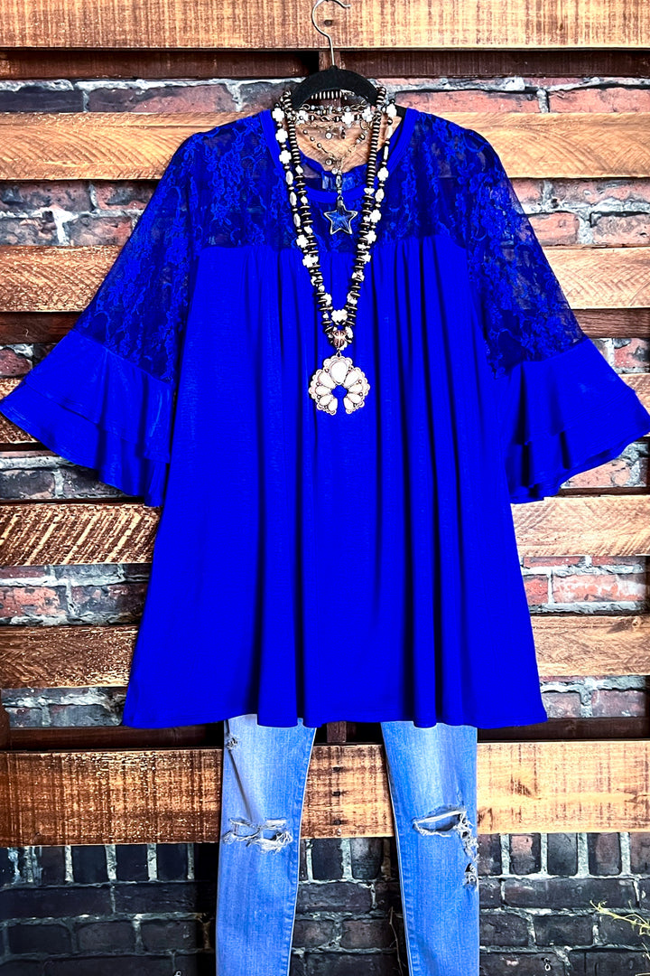 Delight My Heart Royal Blue Lace Tunic