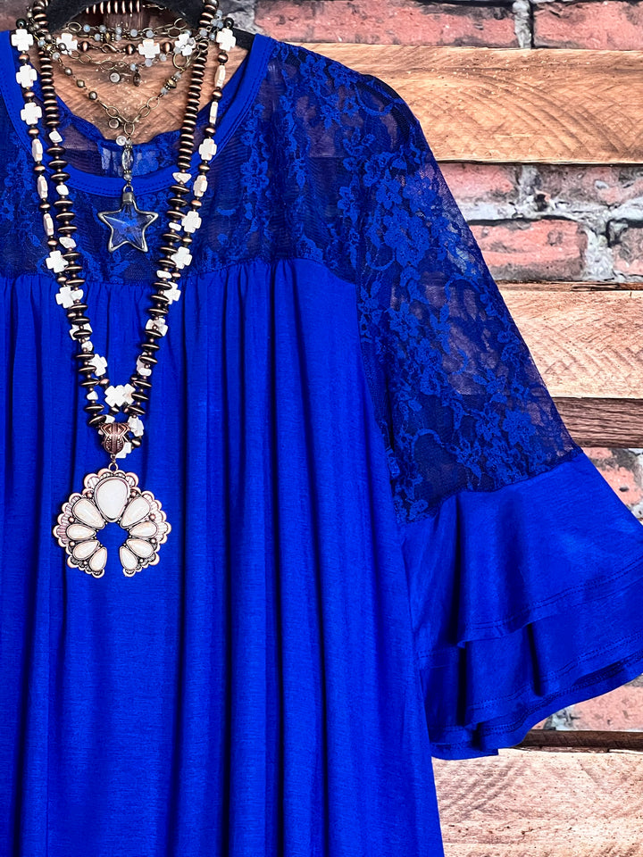 Delight My Heart Royal Blue Lace Tunic