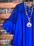 UNFORGETTABLE BEAUTY LACE TUNIC IN ROYAL BLUE