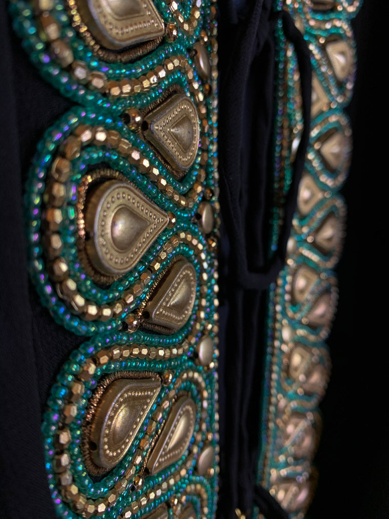 GLAMOROUS LIFE EMBELLISHED UNIQUE KIMONO BLACK