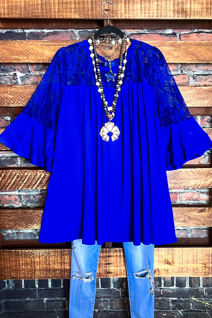 Delight My Heart Royal Blue Lace Tunic