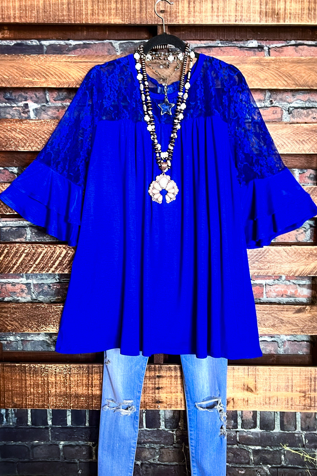 Delight My Heart Royal Blue Lace Tunic