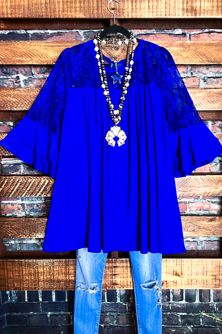 Delight My Heart Royal Blue Lace Tunic