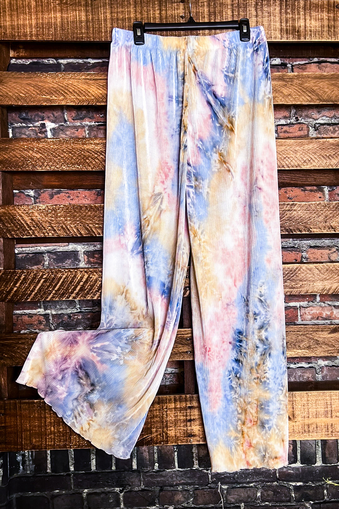1X-3X SIZE -PLUS SIZE TIE DYE BLUE & PINK PLEATED WIDE PANTS --------- SALE