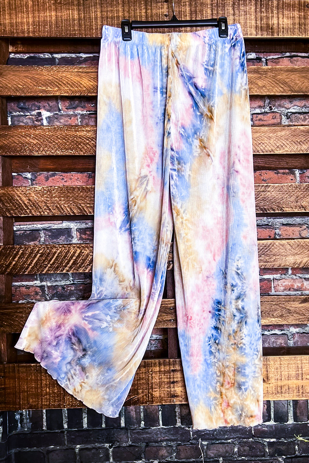 1X-3X SIZE -PLUS SIZE TIE DYE BLUE & PINK PLEATED WIDE PANTS --------- SALE