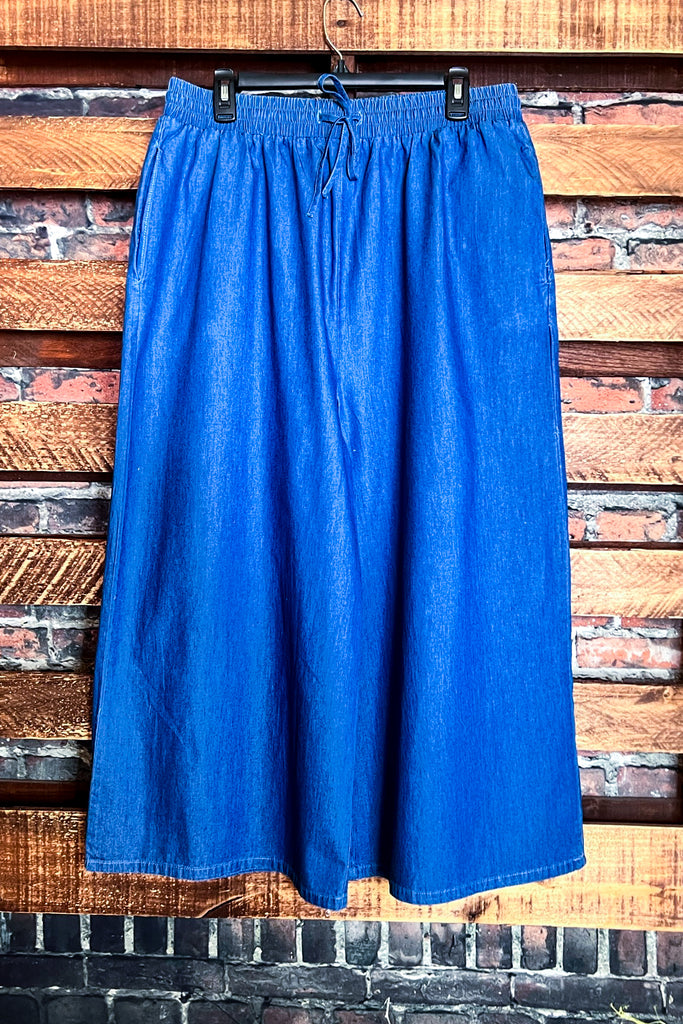 GO MY OWN WAY DENIM COMFY LOOSE FIT WIDE PANTS