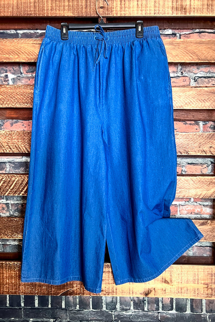 GO MY OWN WAY DENIM COMFY LOOSE FIT WIDE PANTS