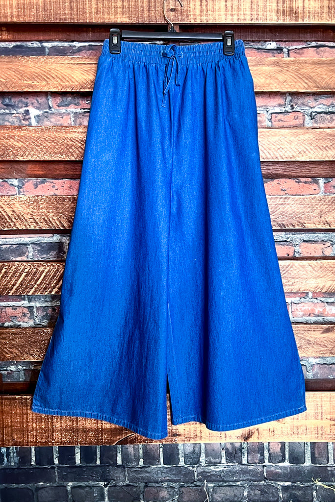 GO MY OWN WAY DENIM COMFY LOOSE FIT WIDE PANTS