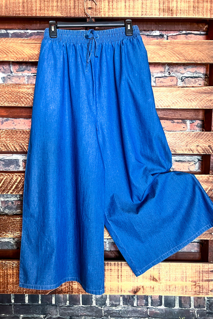 GO MY OWN WAY DENIM COMFY LOOSE FIT WIDE PANTS