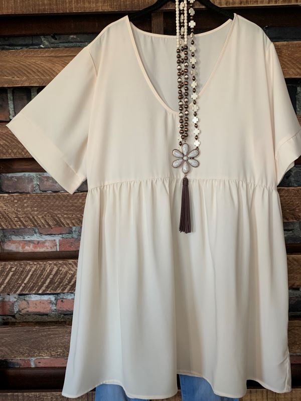 1X - 3X Easy To Love  Comfy Casual Tunic in Cream------sale