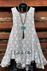 BEAUTIFUL MUSE LACE SLEEVELESS DRESS IN GRAY