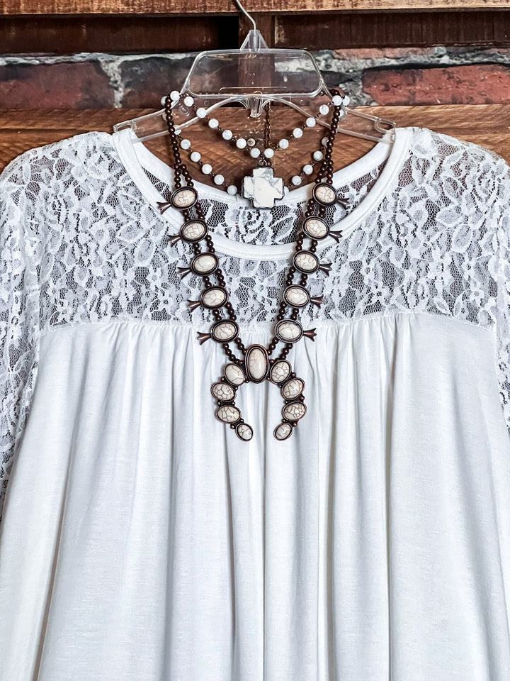 UNFORGETTABLE BEAUTY WHITE LACE TUNIC