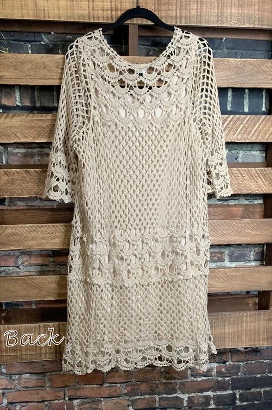 BOHEMIAN HEART CROCHET DUSTER CARDIGAN IN BEIGE