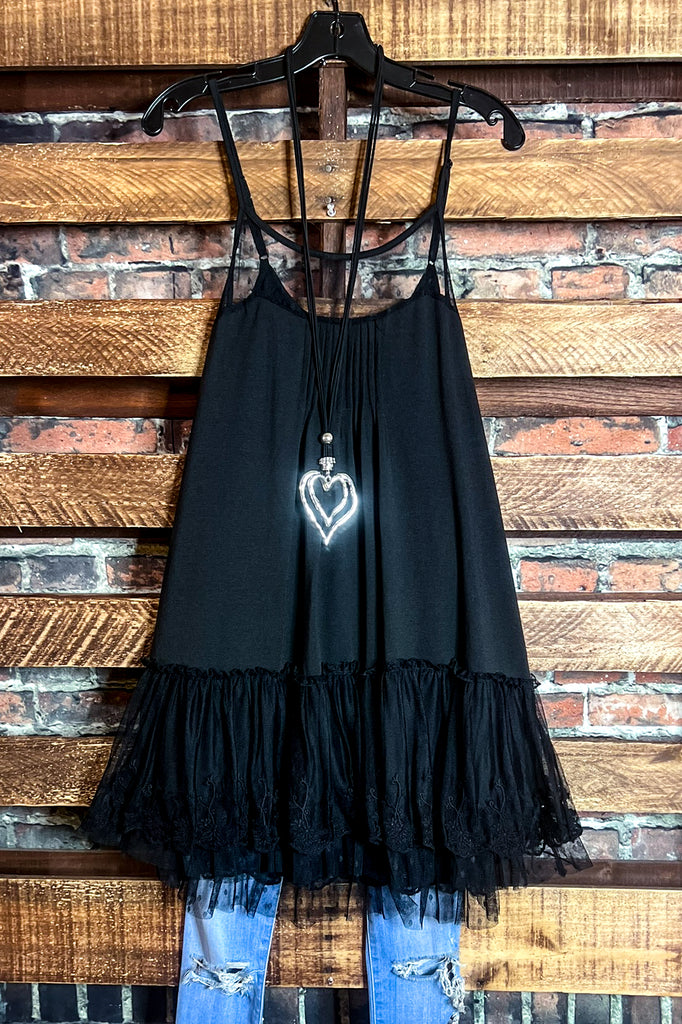 FOREVER IN MY HEART LACE SLIP EXTENDER DRESS IN BLACK