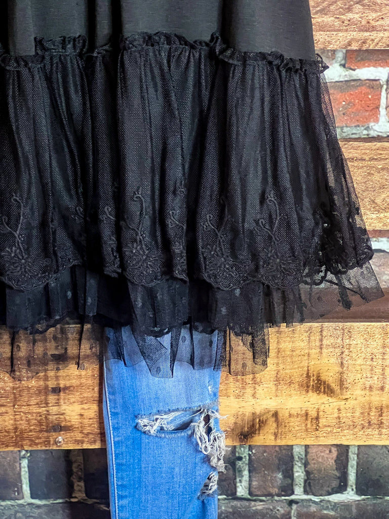 FOREVER IN MY HEART LACE SLIP EXTENDER DRESS IN BLACK