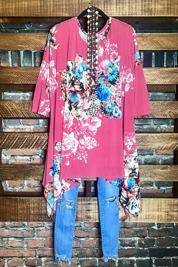 Floral Tunic 3X 4X 5X in Berry & Multi-Color --------- Sale