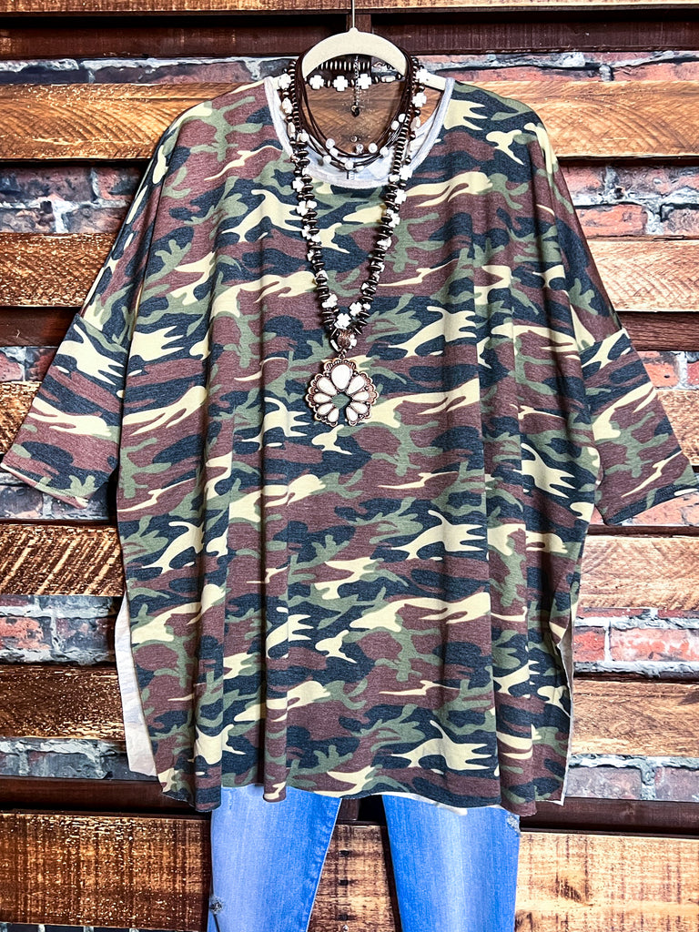 Running Wild For You Camo Tunic in Brown & Olive