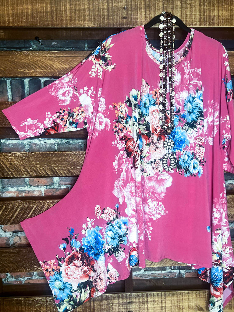 Floral Tunic 3X 4X 5X in Berry & Multi-Color --------- Sale