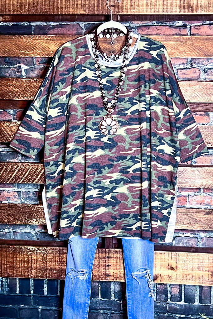 Running Wild For You Camo Tunic in Brown & Olive