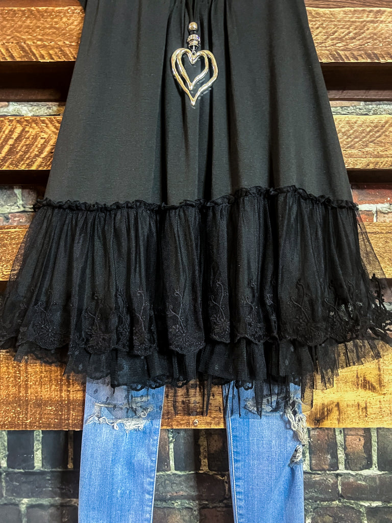 FOREVER IN MY HEART LACE SLIP EXTENDER DRESS IN BLACK