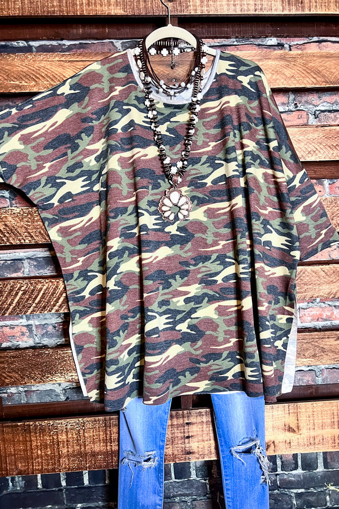 Running Wild For You Camo Tunic in Brown & Olive