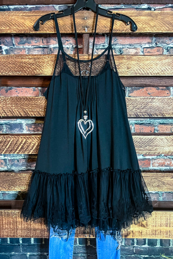 FOREVER IN MY HEART LACE SLIP EXTENDER DRESS IN BLACK