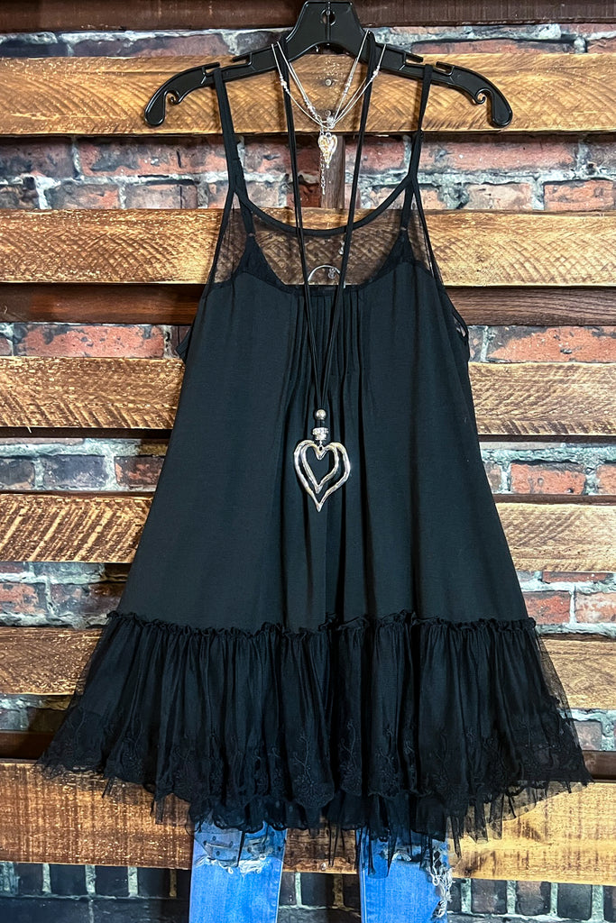 FOREVER IN MY HEART LACE SLIP EXTENDER DRESS IN BLACK