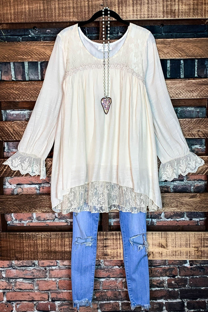 CITY OF LOVE BEIGE EMBELLISHED TUNIC