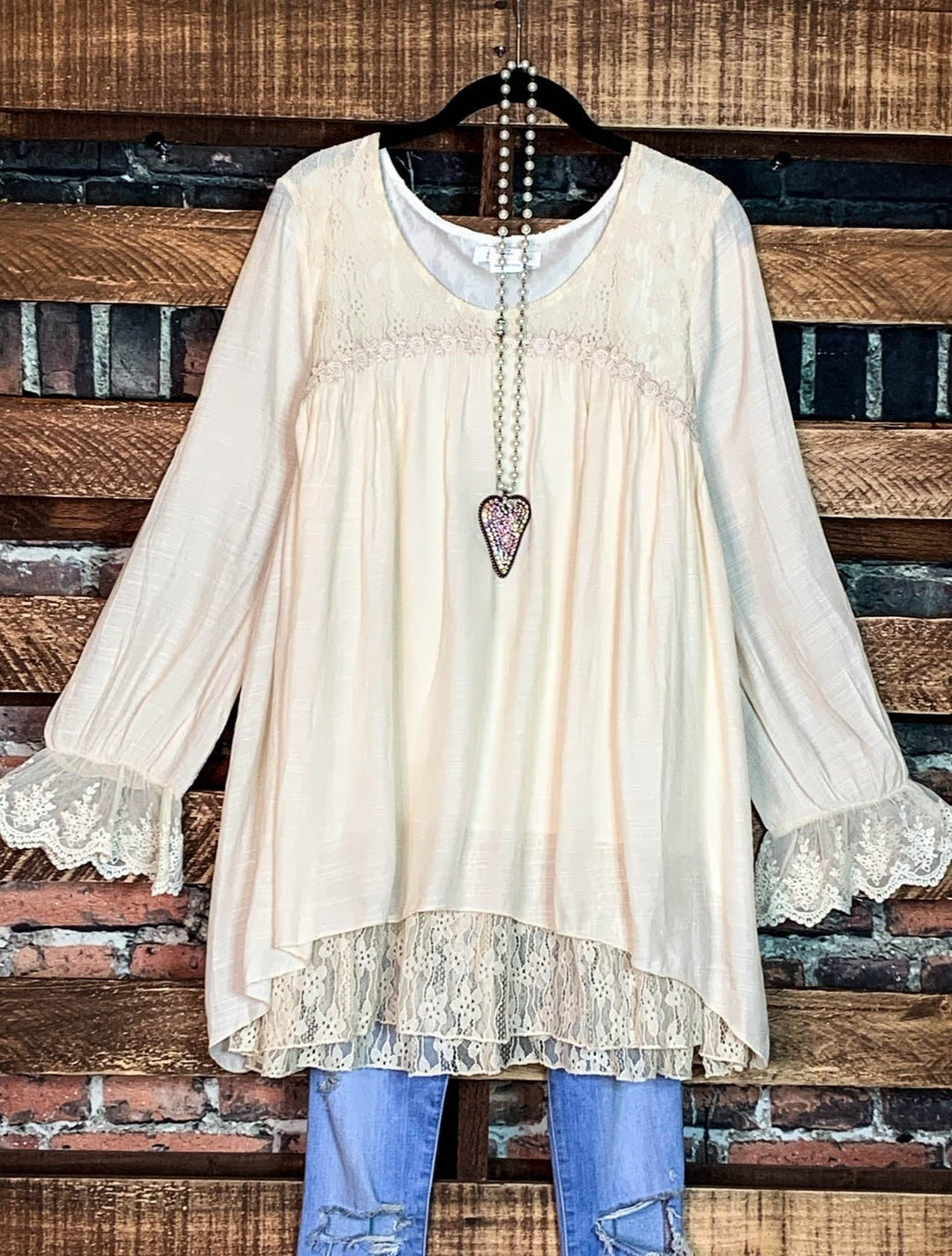 CITY OF LOVE BEIGE EMBELLISHED TUNIC