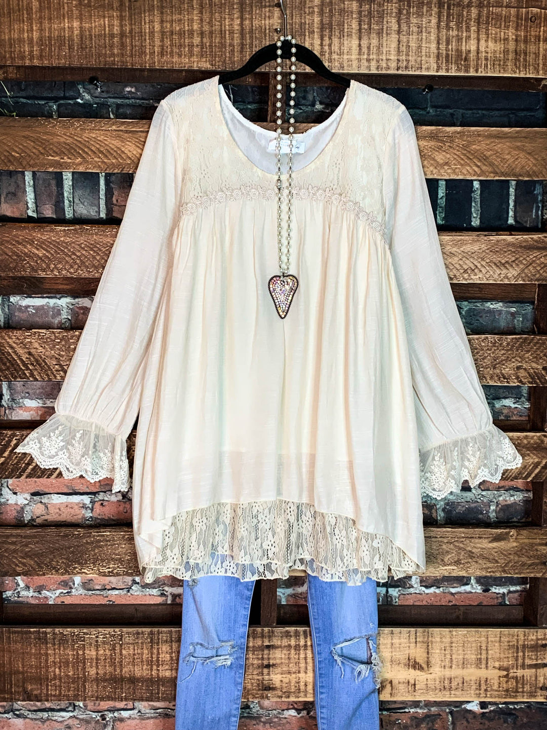 CITY OF LOVE BEIGE EMBELLISHED TUNIC