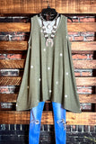 KEEP THINGS SIMPLE FLORAL SLEEVELESS TUNIC IN OLIVE
