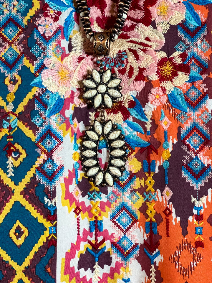 BLOOM INTO BEAUTY EMBROIDERED TOP IN MULTI-COLOR ----------- SALE