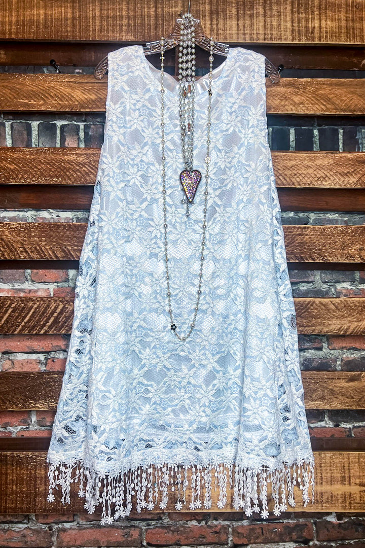 SMALL SZ --- Lace Dress in Light Blue & White --------- Sale