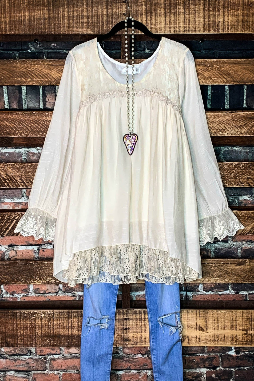 CITY OF LOVE BEIGE EMBELLISHED TUNIC