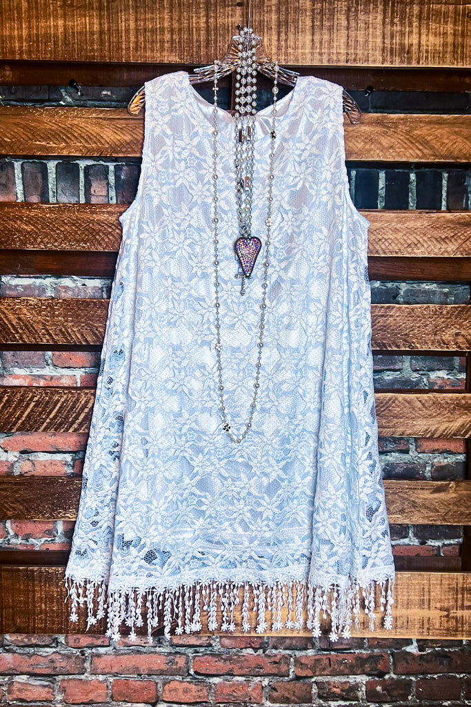 Lace Dress in Light Blue & White