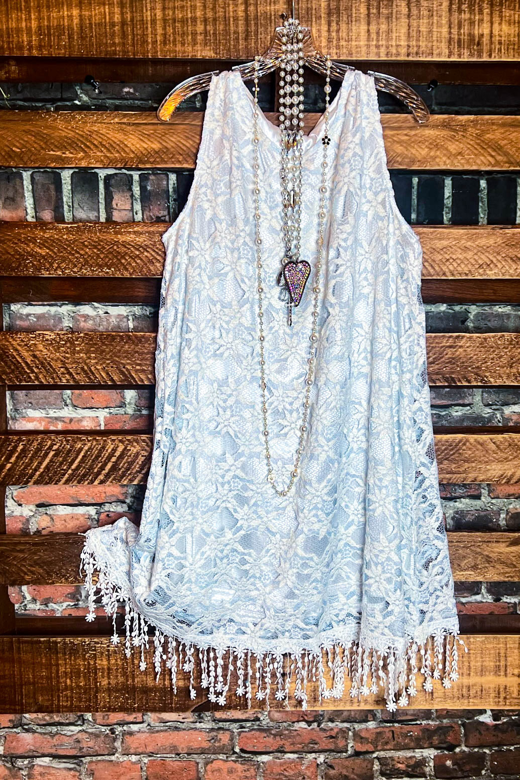 SMALL SZ --- Lace Dress in Light Blue & White --------- Sale