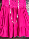SWEET PASSION LACE BRALETTE TIERED CAMI TOP IN FUCHSIA
