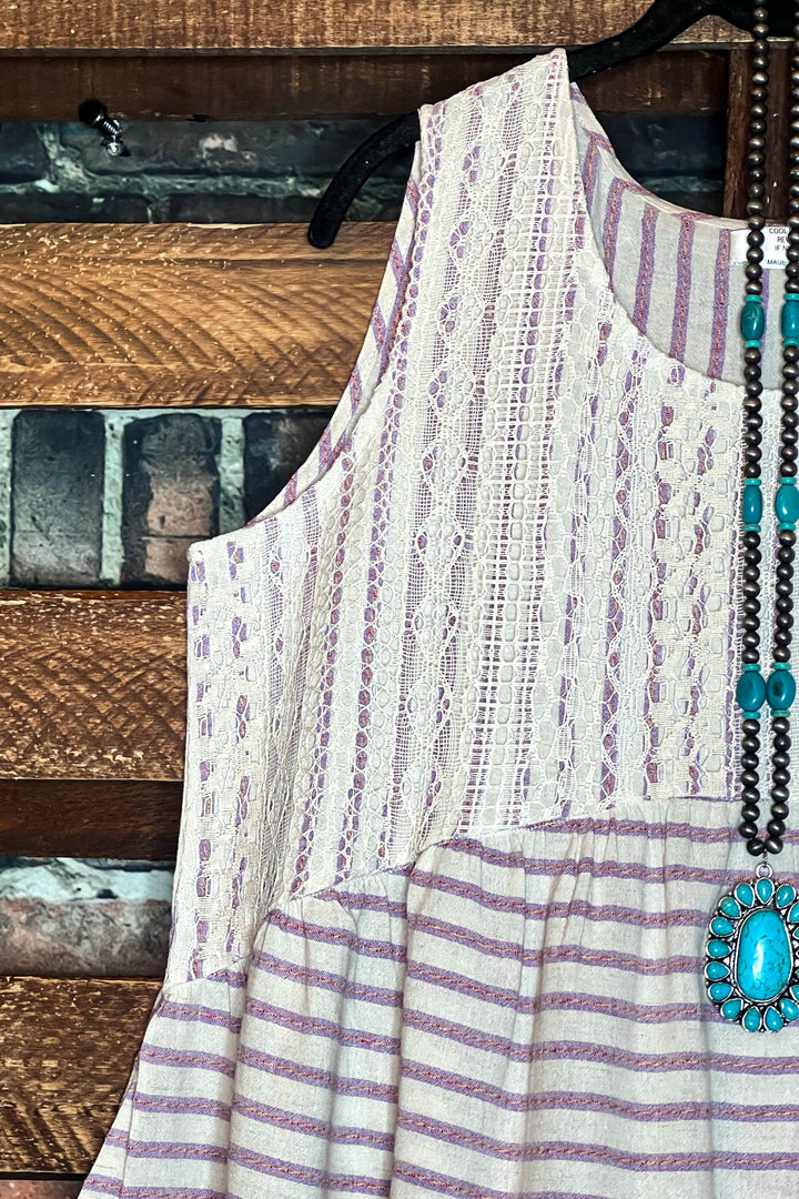 100 % COTTON BABYDOLL TOP IN NATURAL & VIOLET 6-12 SIZE----- SALE